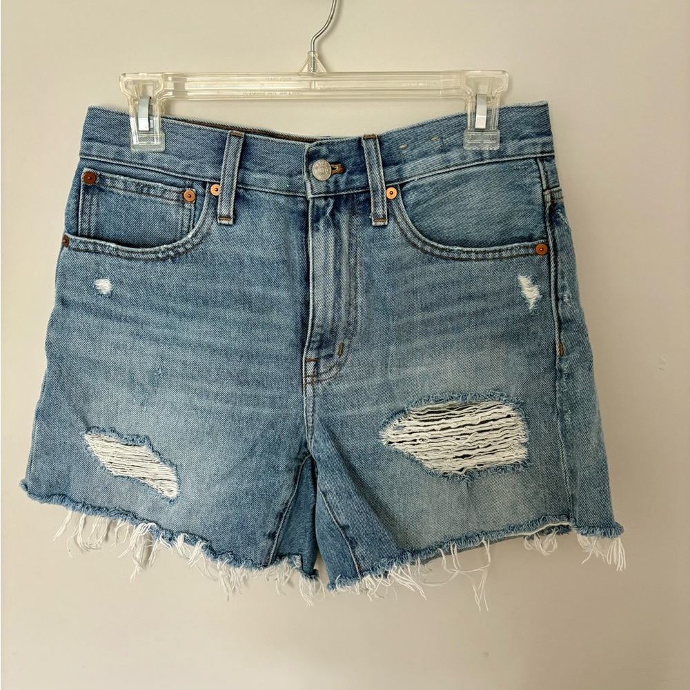 Madewell Blue Distressed Jean Shorts